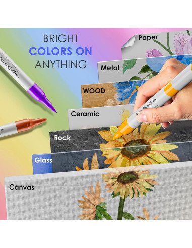 Marcadores Acrílicos WELLOKB 80 Colores Doble Punta para Manualidades