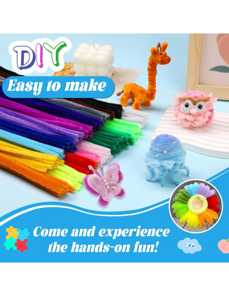 200 Limpiapipas Chenille Multicolores ZXIIXZ para Manualidades