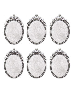 Pendientes Ovalados Bezel Plata Antigua 30x40mm 20 Pcs DIY