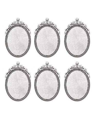 Pendientes Ovalados Bezel Plata Antigua 30x40mm 20 Pcs DIY