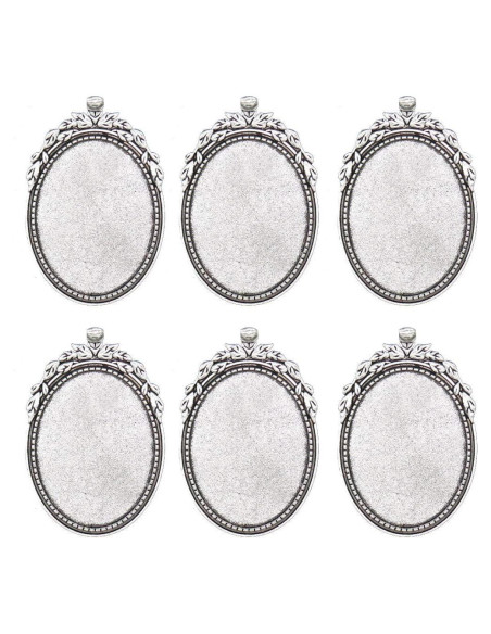 Pendientes Ovalados Bezel Plata Antigua 30x40mm 20 Pcs DIY