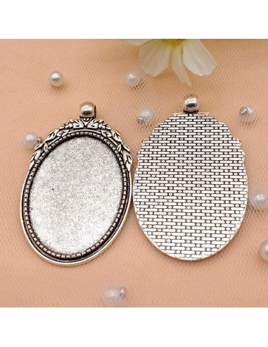 Pendientes Ovalados Bezel Plata Antigua 30x40mm 20 Pcs DIY