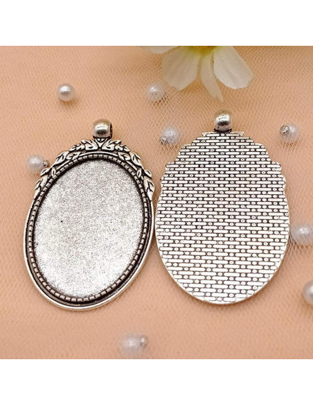 Pendientes Ovalados Bezel Plata Antigua 30x40mm 20 Pcs DIY