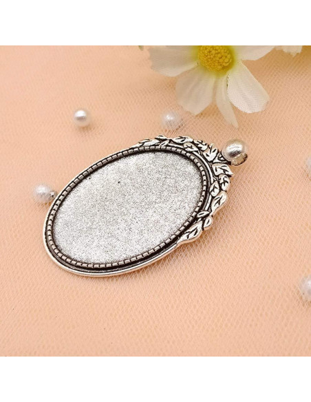 Pendientes Ovalados Bezel Plata Antigua 30x40mm 20 Pcs DIY