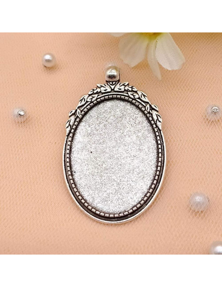 Pendientes Ovalados Bezel Plata Antigua 30x40mm 20 Pcs DIY