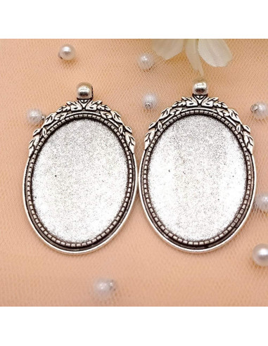 Pendientes Ovalados Bezel Plata Antigua 30x40mm 20 Pcs DIY