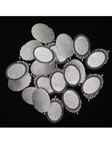 Pendientes Ovalados Bezel Plata Antigua 30x40mm 20 Pcs DIY