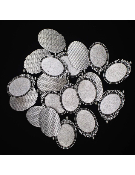 Pendientes Ovalados Bezel Plata Antigua 30x40mm 20 Pcs DIY