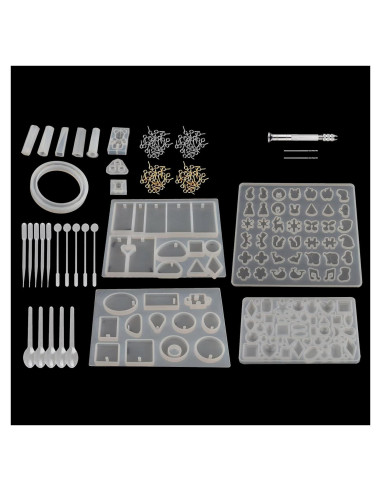Kit de Moldes de Silicona para Joyería de Resina BRAVECOW 229 Piezas