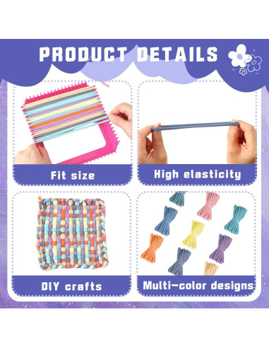 Kit de Lazos de Telar FEBSNOW 180 Piezas 9 Colores DIY