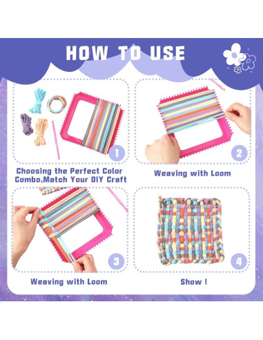 Kit de Lazos de Telar FEBSNOW 180 Piezas 9 Colores DIY