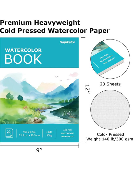 Bloc de Papel Acuarela Hapikalor 9x12" 140lb 20 Hojas Verde Bloc de Papel Acuarela Hapikalor 9x12" 140lb 20 Hojas Verde