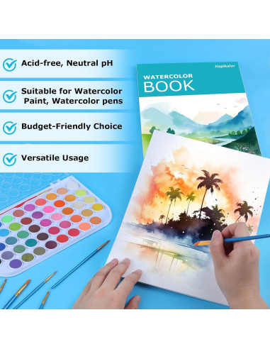 Bloc de Papel Acuarela Hapikalor 9x12" 140lb 20 Hojas Verde