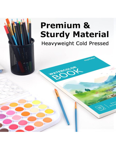 Bloc de Papel Acuarela Hapikalor 9x12" 140lb 20 Hojas Verde