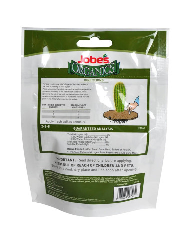 Picos de Fertilizante Orgánico Jobe's para Suculentas 12 Unidades