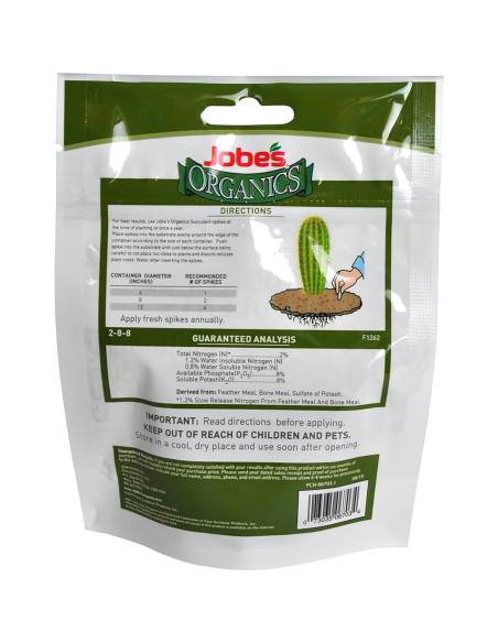 Picos de Fertilizante Orgánico Jobe's para Suculentas 12 Unidades