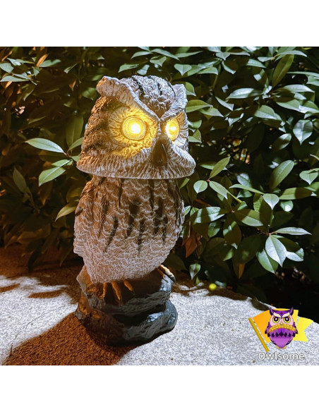 Búho Solar Owlsome con Ojos Intermitentes y Sonido - Jardín