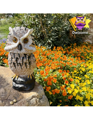 Búho Solar Owlsome con Ojos Intermitentes y Sonido - Jardín