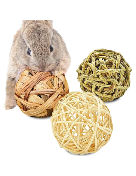 Bolas Masticables SunGrow para Conejos y Gatos - 3 Pcs