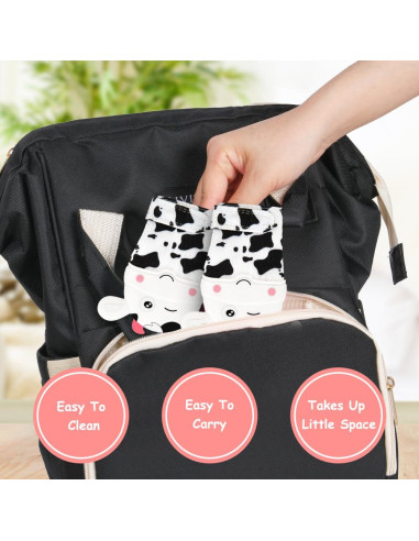 2 Mitones de Silicona para Dentición Bebés Vaca Blanca 0-12 Meses