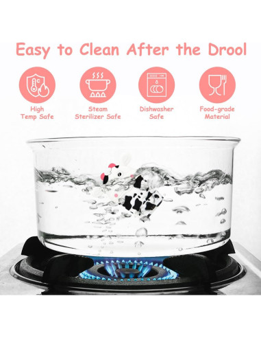 2 Mitones de Silicona para Dentición Bebés Vaca Blanca 0-12 Meses