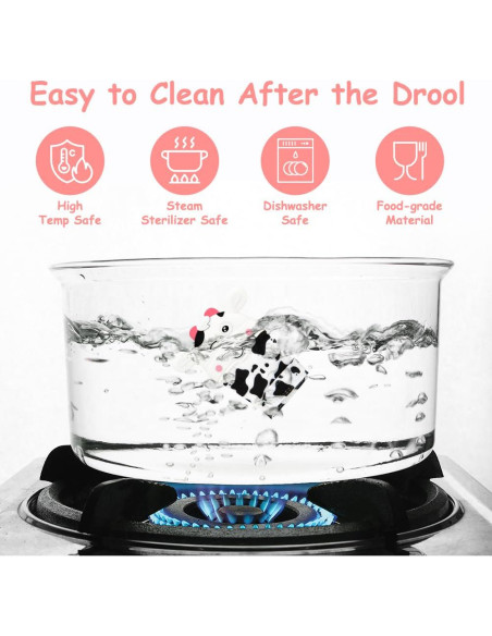 2 Mitones de Silicona para Dentición Bebés Vaca Blanca 0-12 Meses