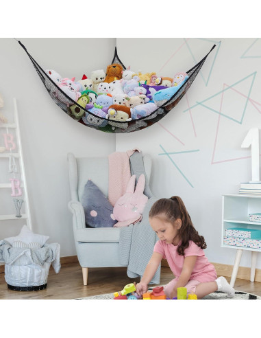 Organizador de Juguetes FIOBEE Hamaca Triangular Negro 129.5 cm