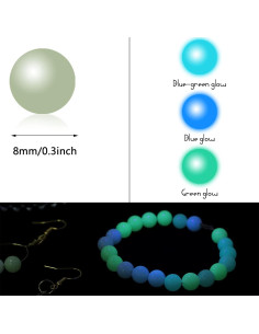 200 Perlas Luminiscentes Beupy 8mm Azul Verde para Joyería DIY 2