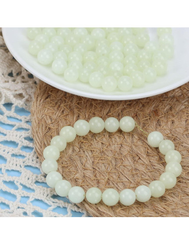 200 Perlas Luminiscentes Beupy 8mm Azul Verde para Joyería DIY