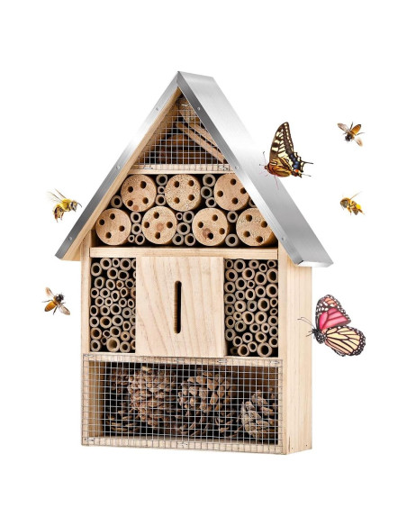 Casa de Insectos de Madera ELIPARK para Abejas y Mariposas