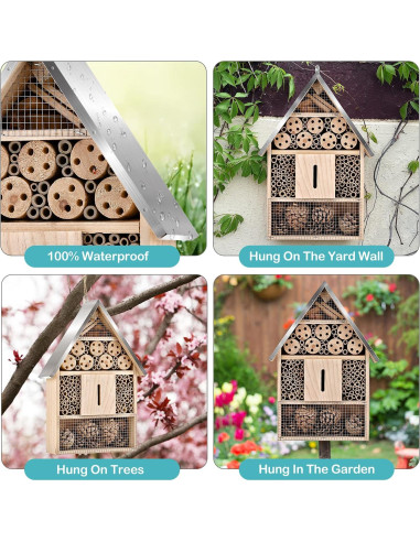 Casa de Insectos de Madera ELIPARK para Abejas y Mariposas