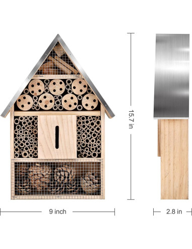 Casa de Insectos de Madera ELIPARK para Abejas y Mariposas