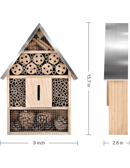 Casa de Insectos de Madera ELIPARK para Abejas y Mariposas