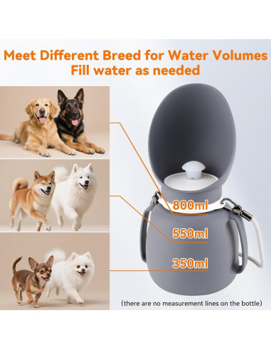 Botella de Agua para Perros Billionchains 800 ml Plegable