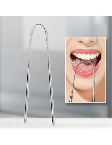 Limpiador de Lengua Acero Inoxidable Qalgtih 2 Piezas