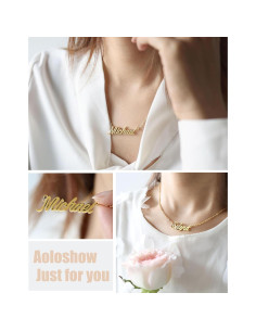Collar Personalizado Oro 18k Aoloshow con Nombre para Mujeres 2