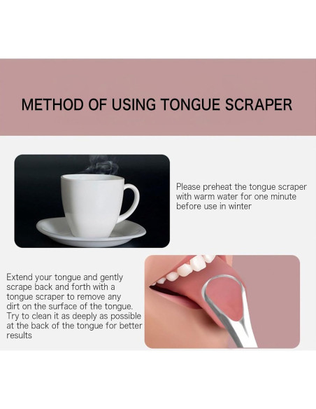 Limpiador de Lengua Acero Inoxidable Qalgtih 2 Piezas