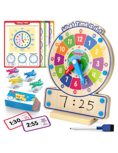 Juguete Educativo Coogam Reloj de Madera para Aprender el Tiempo