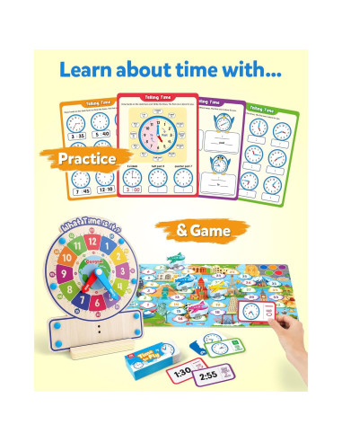 Juguete Educativo Coogam Reloj de Madera para Aprender el Tiempo