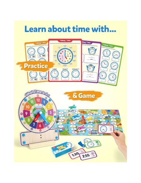 Juguete Educativo Coogam Reloj de Madera para Aprender el Tiempo