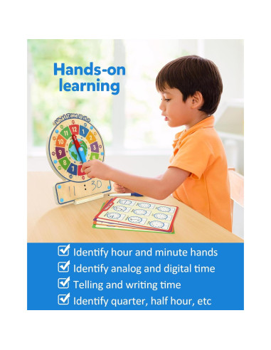 Juguete Educativo Coogam Reloj de Madera para Aprender el Tiempo