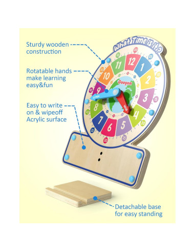 Juguete Educativo Coogam Reloj de Madera para Aprender el Tiempo