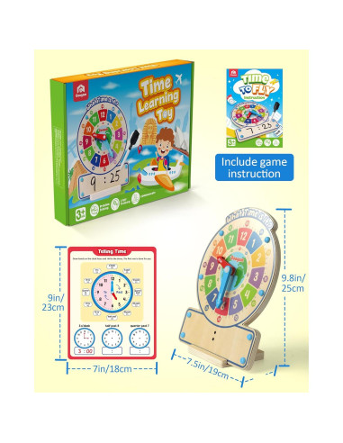Juguete Educativo Coogam Reloj de Madera para Aprender el Tiempo