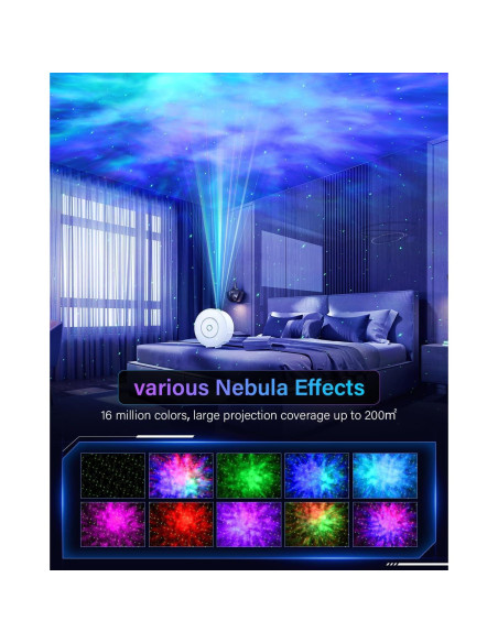Proyector de Estrellas DOWILLDO NX-SK20, Luz Nocturna 16 Colores