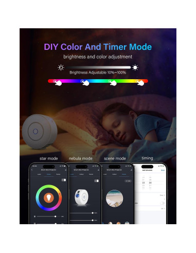 Proyector de Estrellas DOWILLDO NX-SK20, Luz Nocturna 16 Colores
