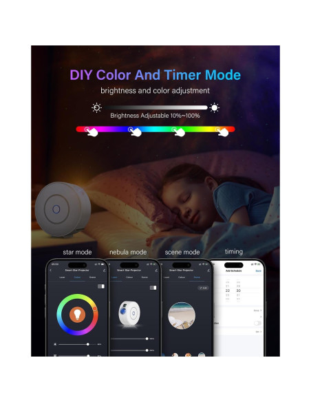 Proyector de Estrellas DOWILLDO NX-SK20, Luz Nocturna 16 Colores