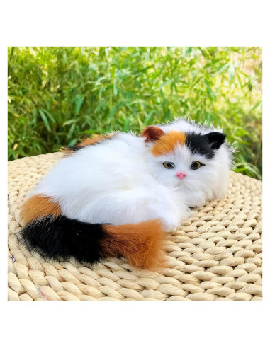 Figurita de Gato Calico de Peluche Realista 17.95cm - Basuo-9Q