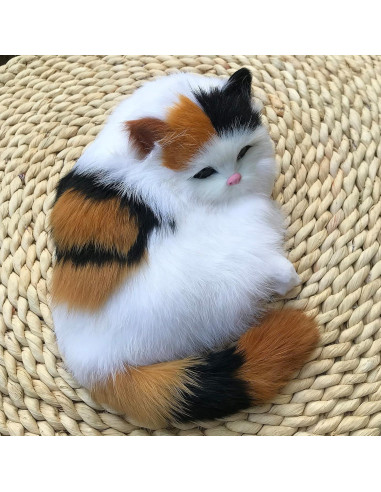 Figurita de Gato Calico de Peluche Realista 17.95cm - Basuo-9Q