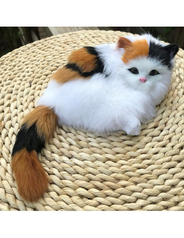 Figurita de Gato Calico de Peluche Realista 17.95cm - Basuo-9Q