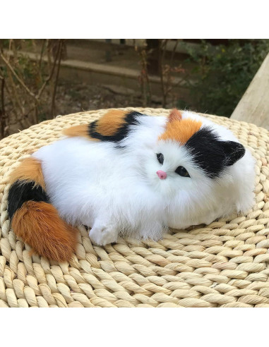 Figurita de Gato Calico de Peluche Realista 17.95cm - Basuo-9Q